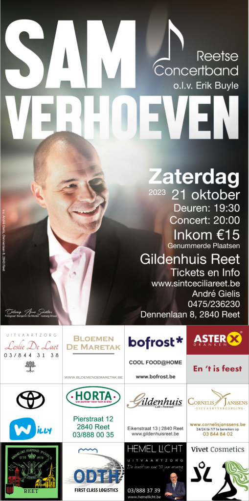 affiche najaarsconcert met Sam Verhoeven op 21 oktober 2023 in zaal Gildenhuis